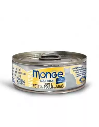 MONGE NATURAL TUNA WITH CHICKEN AND CORN 80G