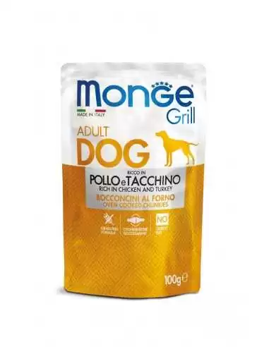 MONGE GRILL-MEAT PIECES WITH CHICKEN AND TURKEY 100g