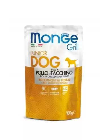 MONGE GRILL PUPPY-MEAT PIECES WITH CHICKEN AND TURKEY 100g