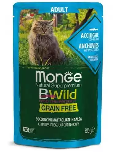 MONGE BWILD Grain Free Anchovies with vegetables in sauce 85g