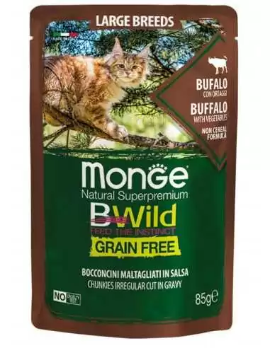 MONGE BWILD Grain Free Buffalo with vegetables in sauce 85g - Kitten and Large Breeds