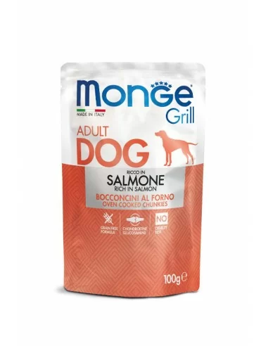 MONGE GRILL-MEAT PIECES WITH SALMON 100g