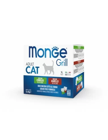 MONGE GRILL Multi Box Cat Kaninchen/Lamm 12x85g