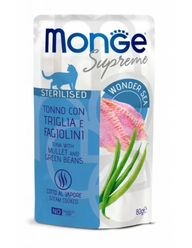 Monge Supreme pouch Sterilised Tuna with mullet and green beans 80g